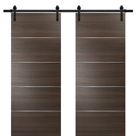 Sartodoors Double Brown 36x84 13' Rails Planum 0020 Chocolate AshTop Mount Track Slider Set Closet Modern Core PLANUM20DB-SHOYA-3684